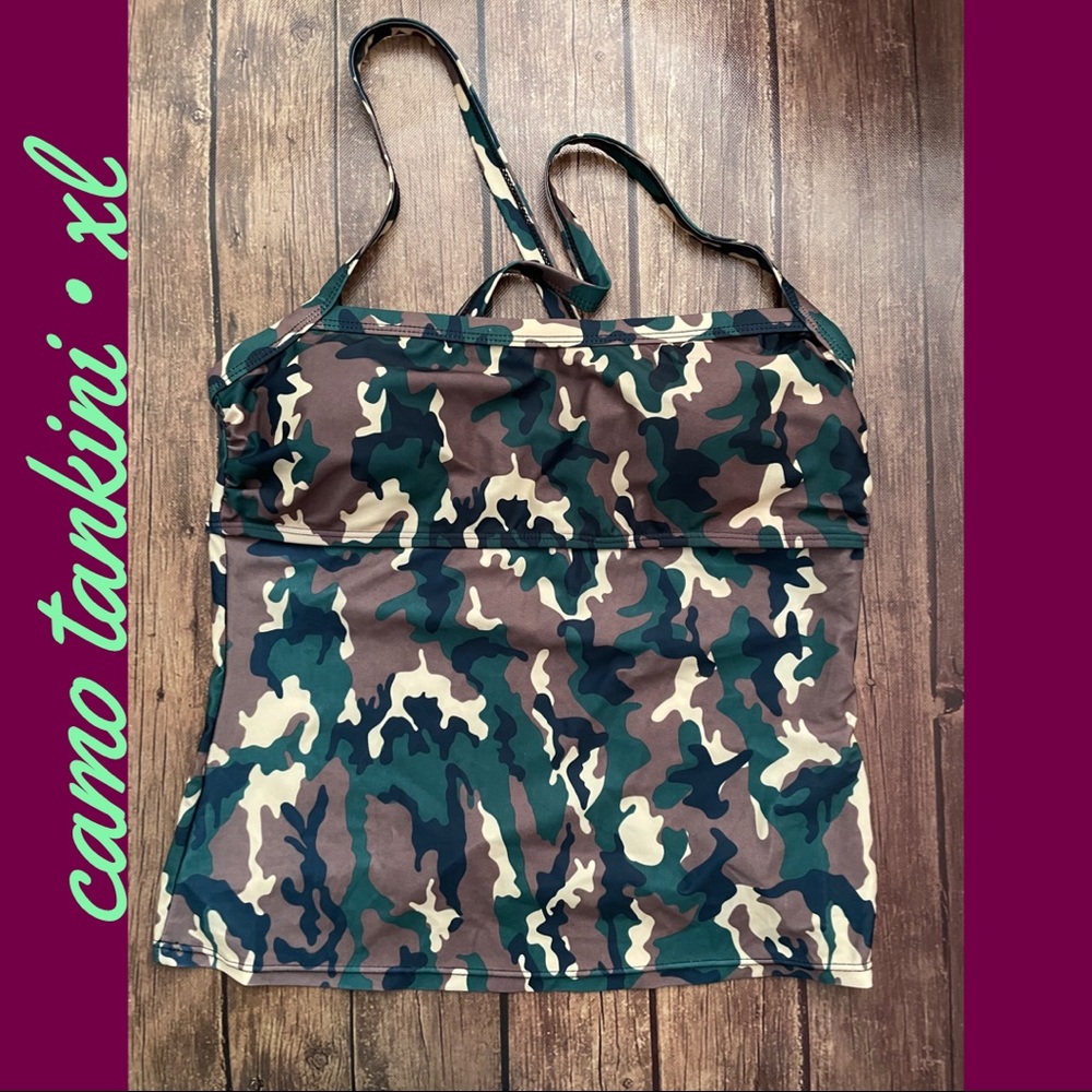 Camo Tankini • Swimsuit Top • XL